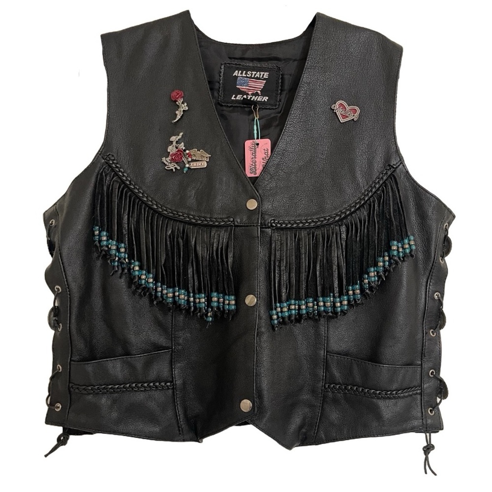 Sleek Black Vest with Fringe Detailing